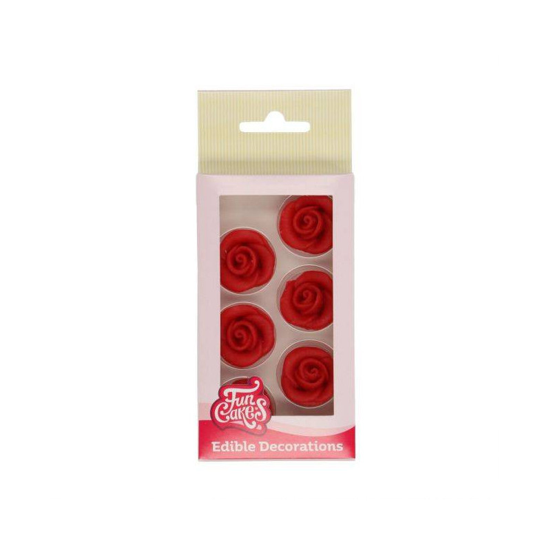 Rose en pâte d'amande rouge x6 - FunCakes