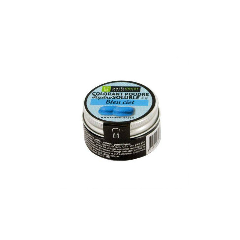 Colorant poudre hydrosoluble bleu ciel - 8g