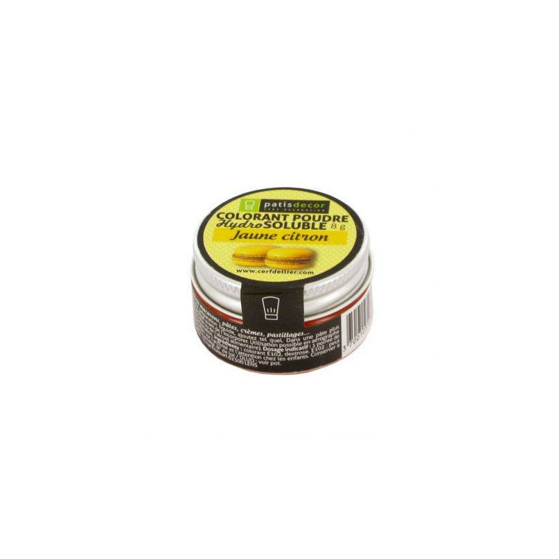 Colorant poudre hydrosoluble jaune citron - 8g