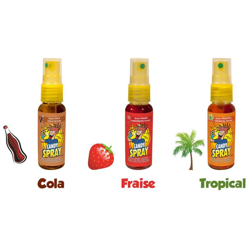 Candy spray cola/fraise/tropical - 15 pièces