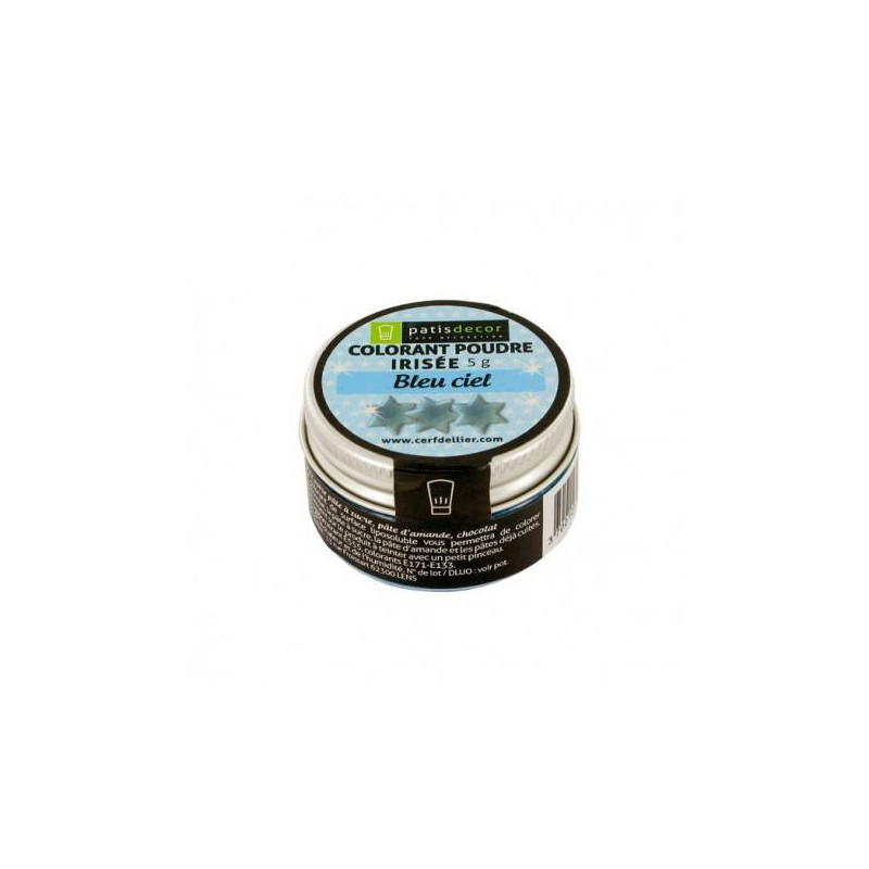 Colorant poudre irisé bleu ciel 5g - Pâtisdécor