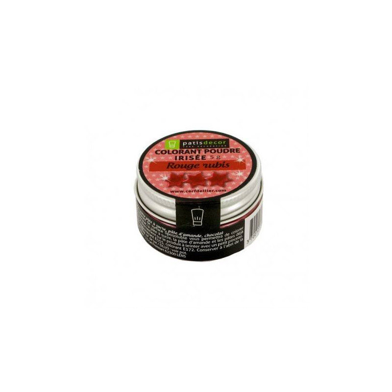 Colorant poudre irisé rouge rubis 5g - Pâtisdécor