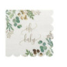 16 Serviettes Oh Baby Blanc Vert et Or 3 Plis 33X33cm