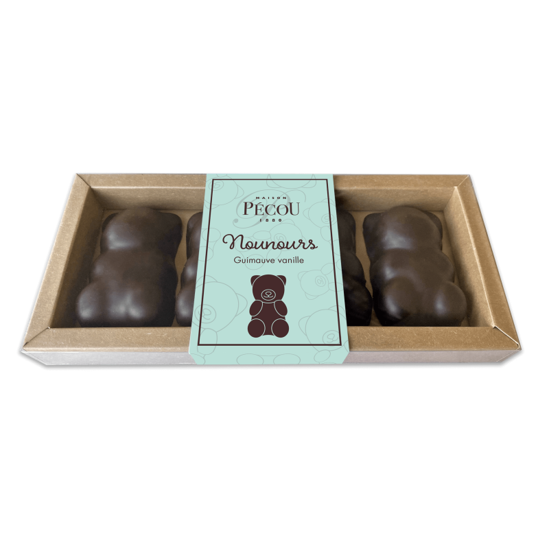 Nounours guimauve vanille chocolat noir - PECOU