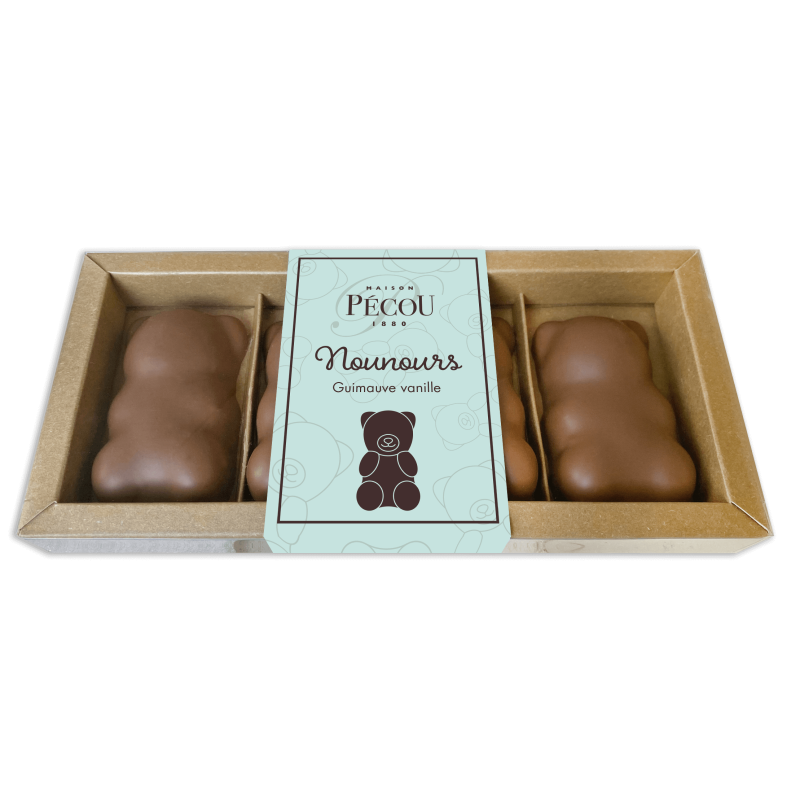 Nounours guimauve vanille chocolat au lait - PECOU