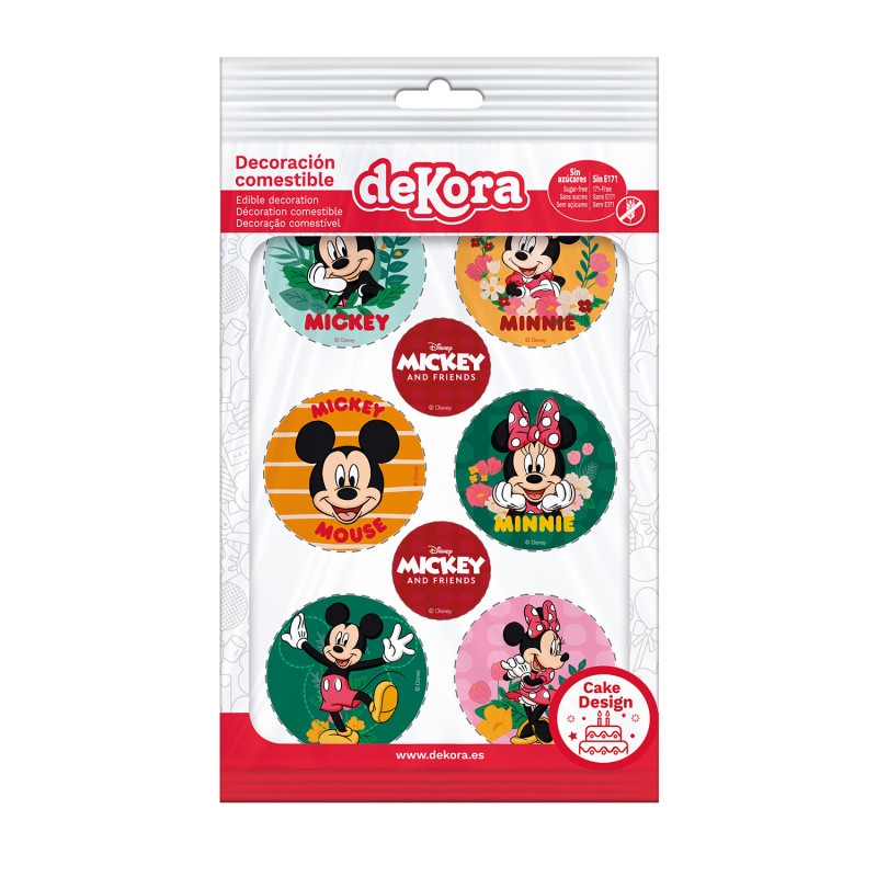 Mini disque feuille de sucre 6 x Ø5,8cm - Mickey & Minnie