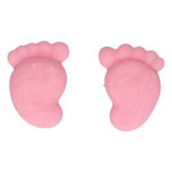 Décors en sucre pieds bébé rose x8 - FunCakes