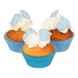 Décors en sucre pied de bebe bleu x8 - Funcakes