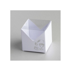 Boîte dragées + cube transparent calice argent x10