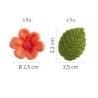 Fleurs en sucre décoration gâteaux 8 rose/pêche + 5 feuilles