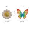 Fleurs en sucre 5 blanches + 4 papillons azyme couleurs