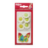 Fleurs en sucre 5 blanches + 4 papillons azyme couleurs