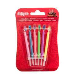 Bougies flammes couleurs x 6