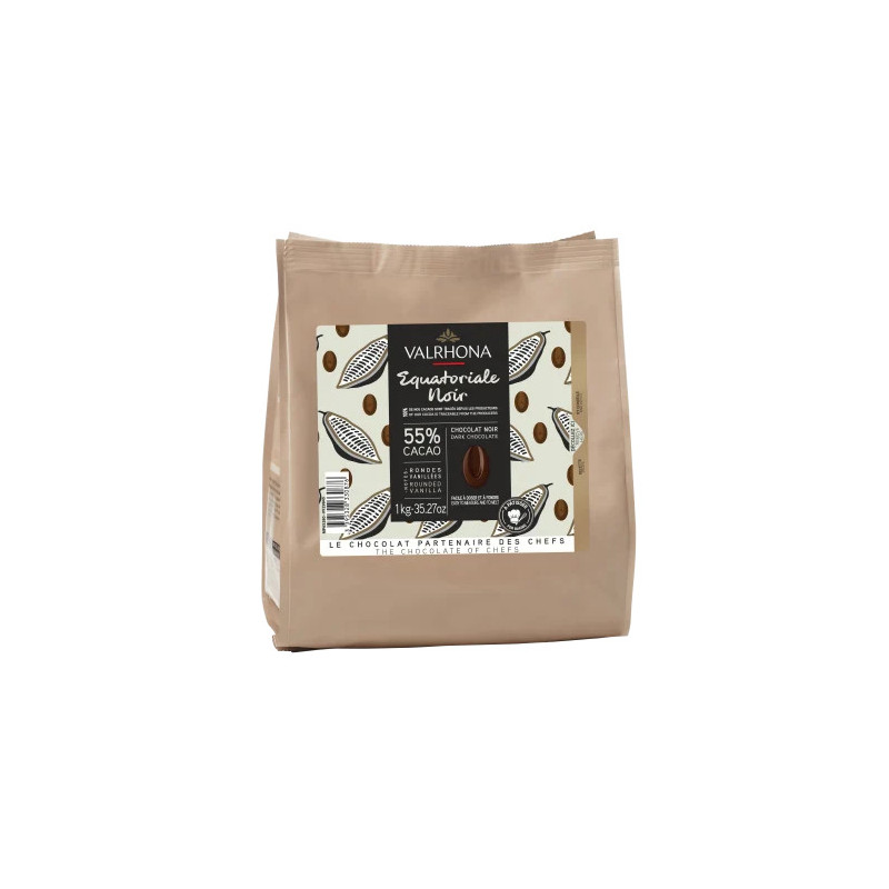 Chocolat de couverture noir Équatoriale 55% 1kg - Valrhona