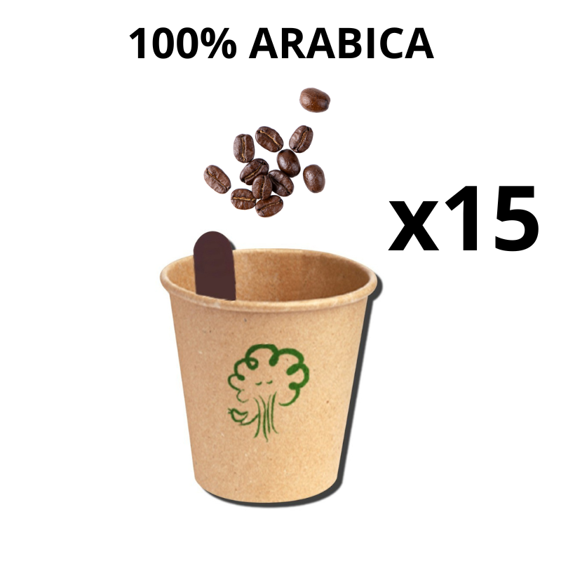 gobelets cartons operculés café 100% ARABICA x15